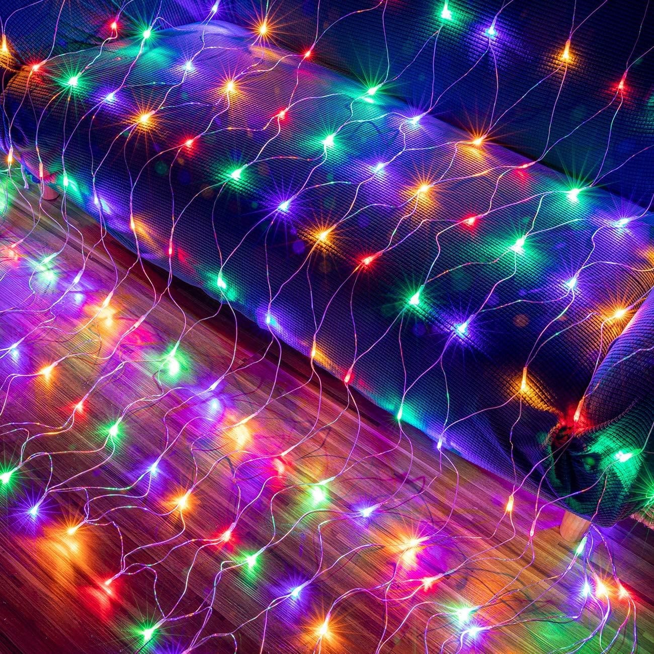 LED Net Mesh Curtain Lights 180 LEDs Multicolor - 10ft x 2ft (3m) Waterproof String Lights for Indoor & Outdoor Decoration, Diwali, Christmas, Wedding, Party - Image 5