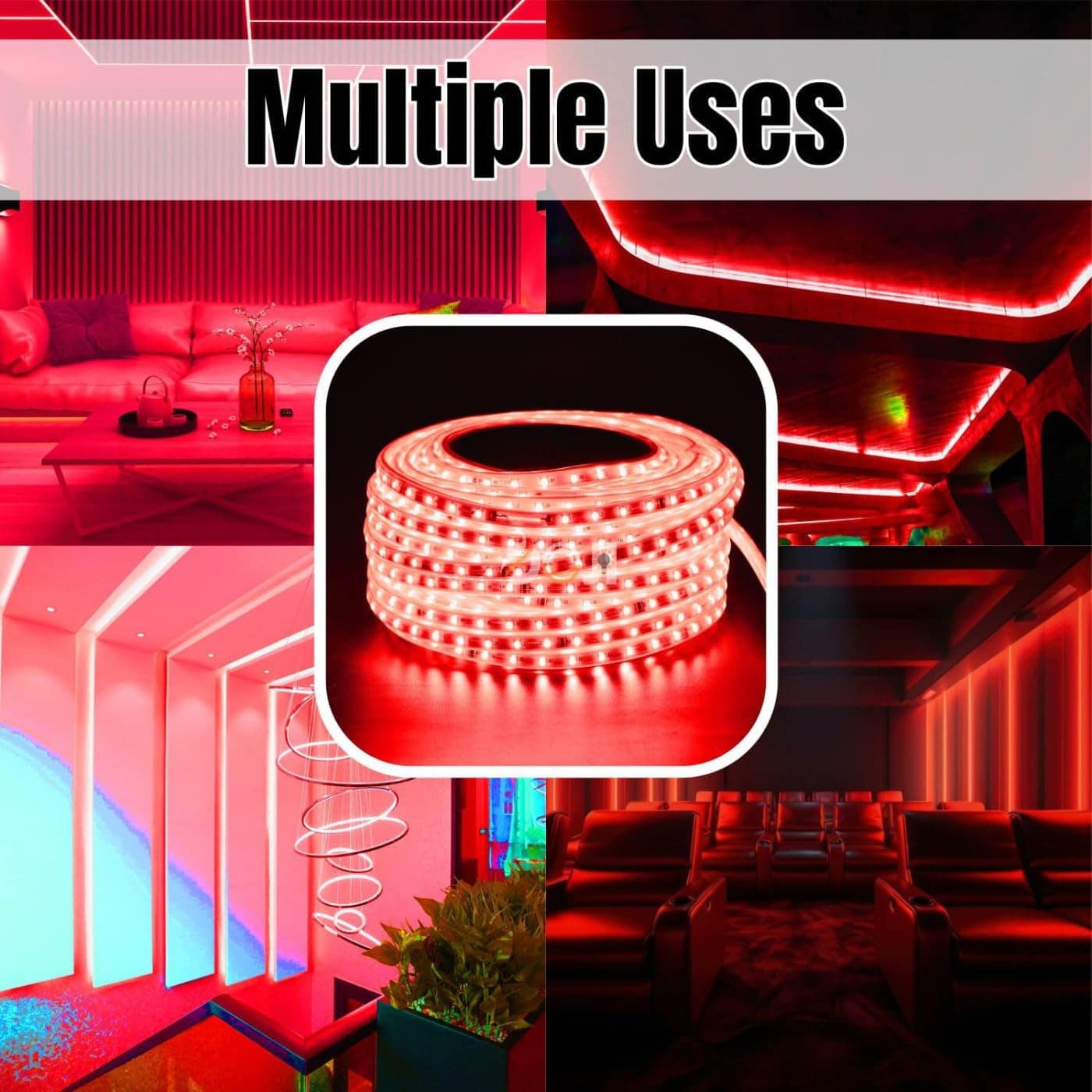 Red Rope Light Bundle 120 LED/m - High Density LED Strip Light for Outdoor & Indoor Decoration - Waterproof Flexible Lighting - Image 9