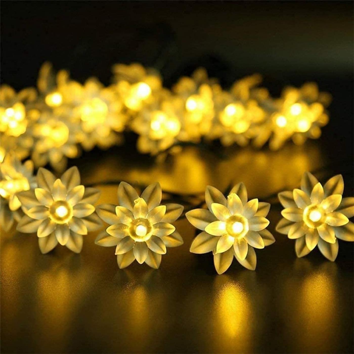 3M 14 LED Double Silicon Flower String Lights Warm White - Decorative Indoor Outdoor Fairy Lights