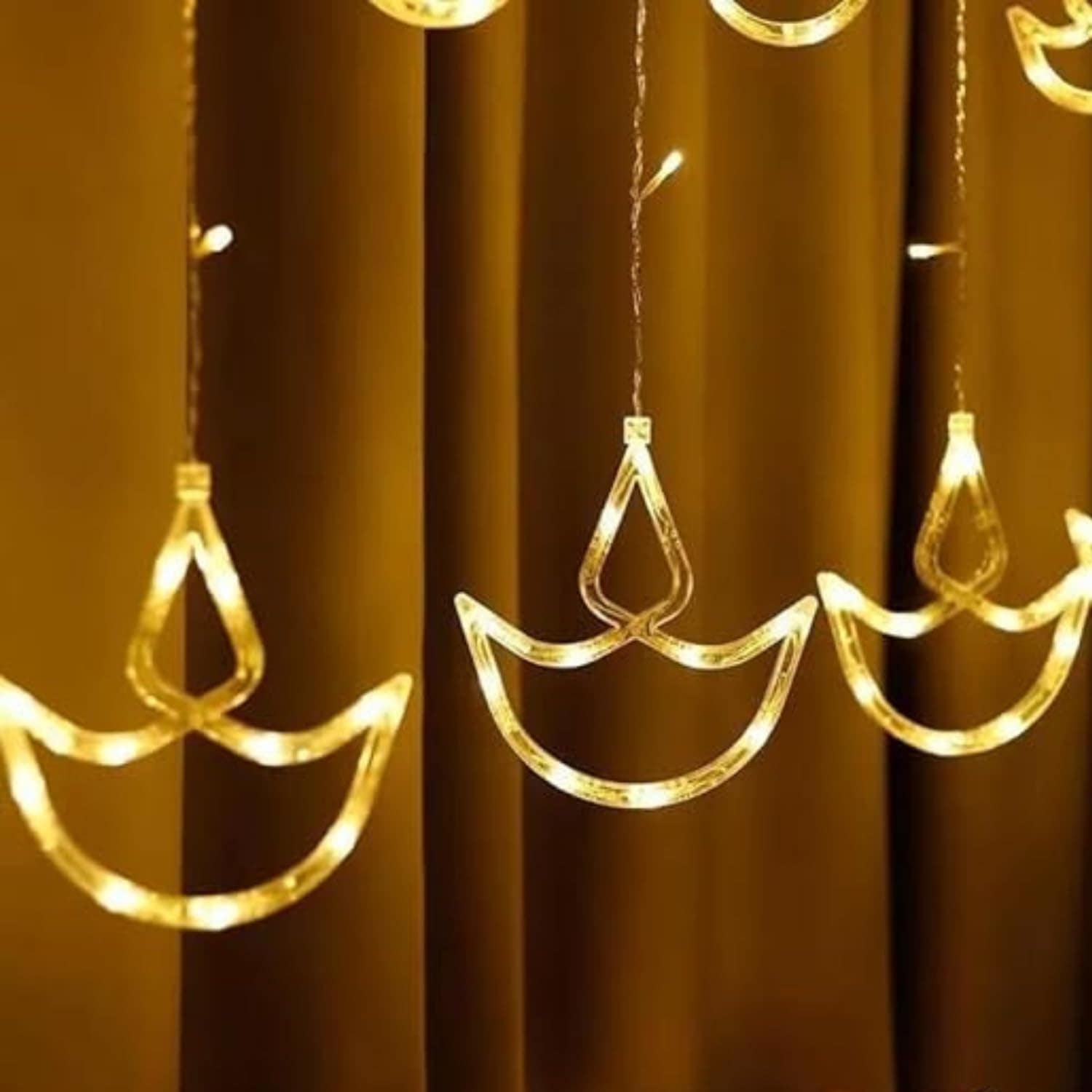 12 Diya Curtain String LED Lights for Diwali Decoration | 3 Meter Warm White Plug-in Fairy Lights with 108 LEDs & 8 Modes | Festival & Home Decor - Image 12