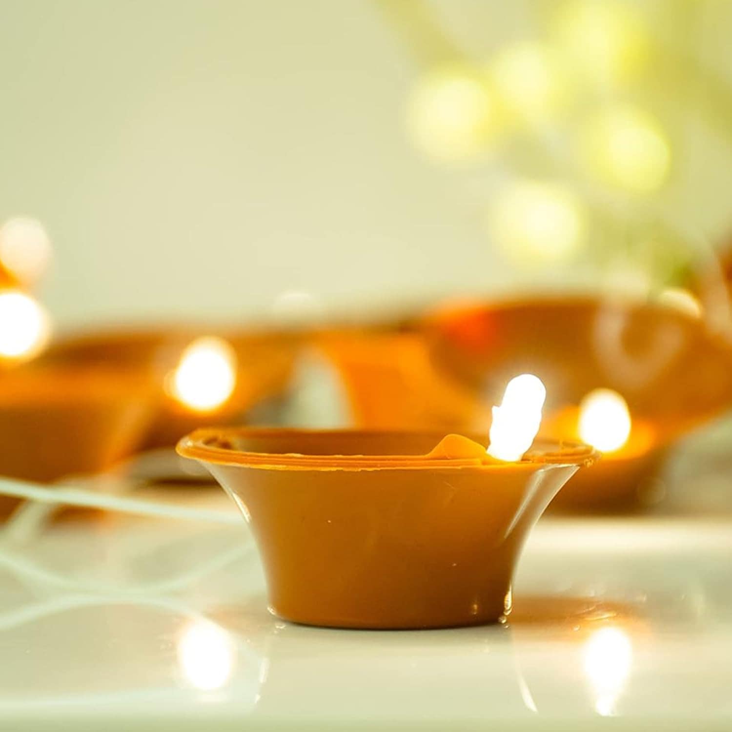 3M 14 LED Diya String Lights - Warm White Series Light for Diwali Decoration | Festival Decorative Lights - Image 3