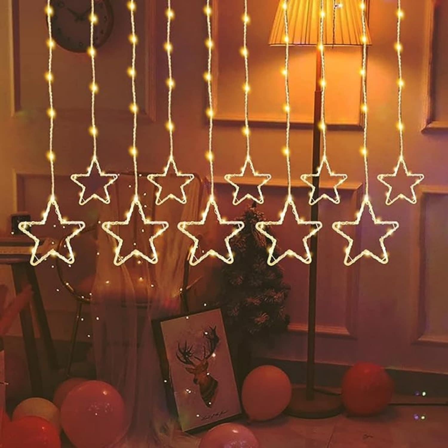 New Star Curtain 3m 5+5 Star 96 LED Warm White Lights
