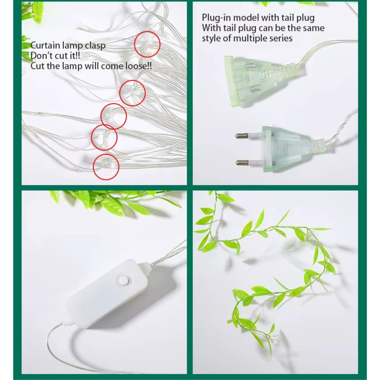 Artificial Leaf Fairy Lights 3m x 1m | 180 LED Multicolor String Lights for Home Decoration | Indoor Outdoor Curtain Lights - Image 9