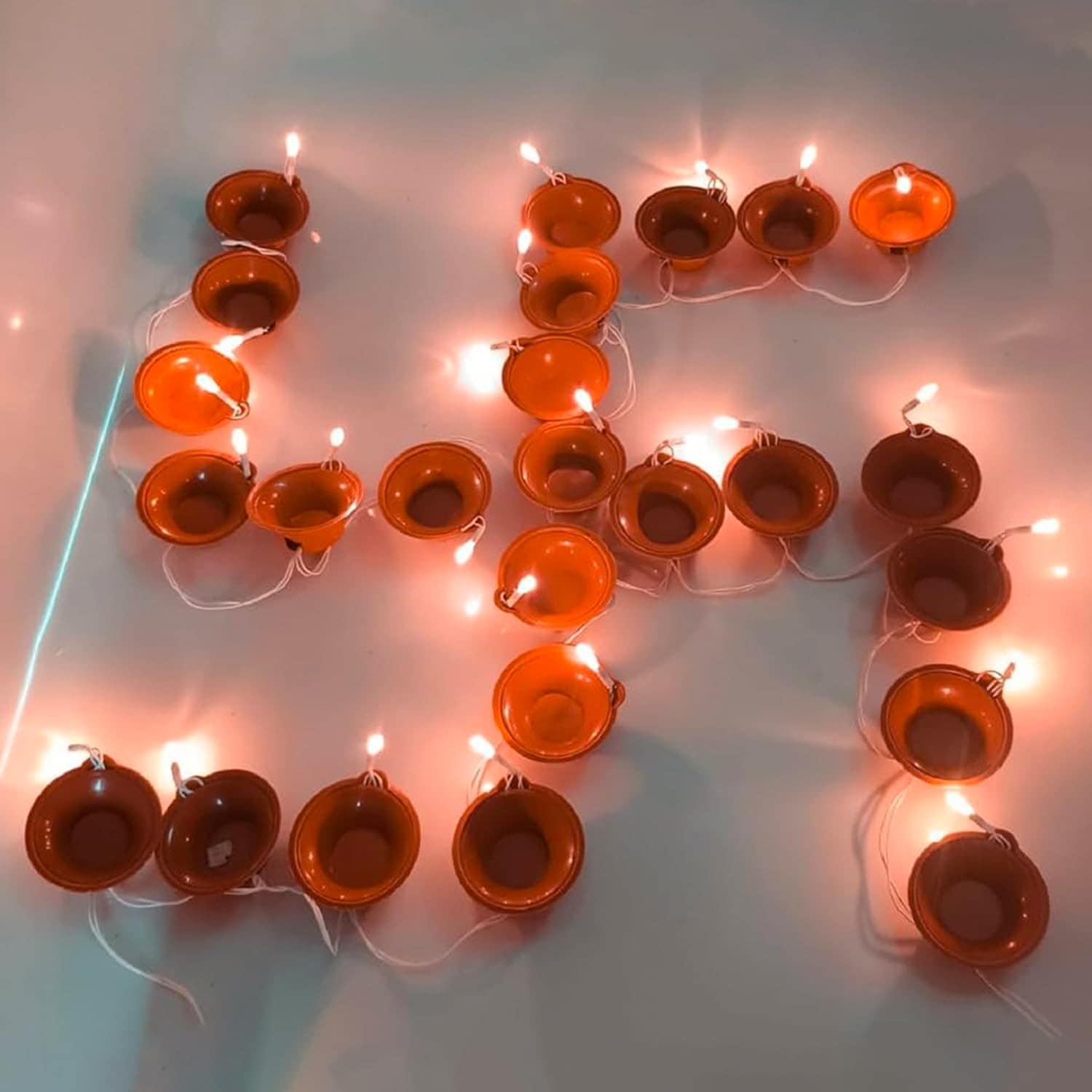 3M 14 LED Diya String Lights - Warm White Series Light for Diwali Decoration | Festival Decorative Lights - Image 5