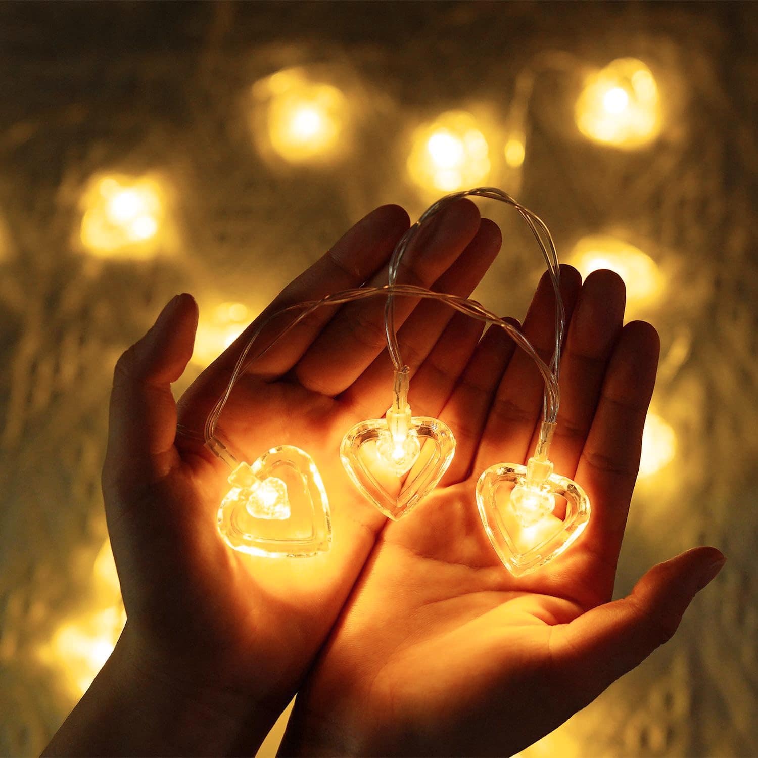 3M LED String Lights - 14 Hollow Heart Shaped Warm White Fairy Lights for Bedroom, Wedding & Home Decoration - Image 2