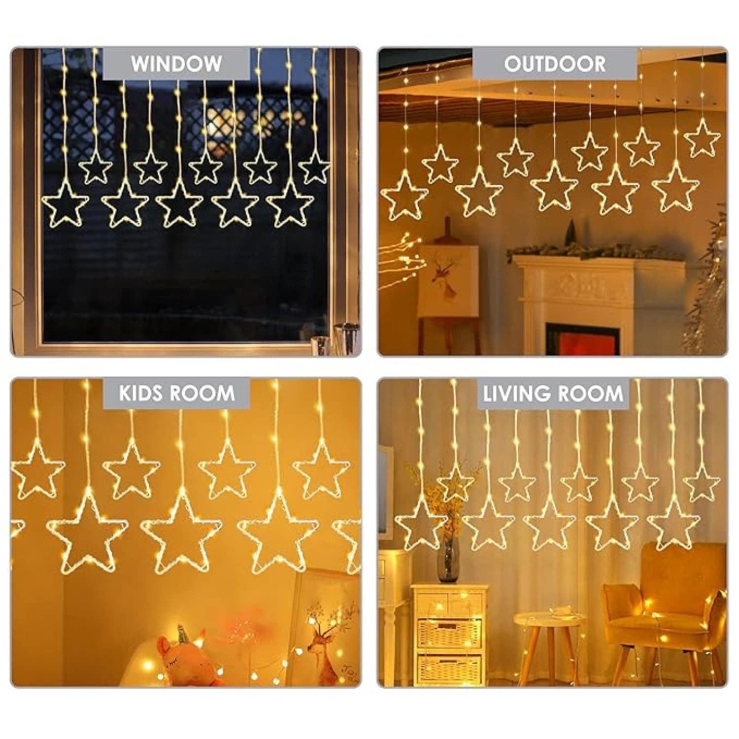 New Star Curtain 3m 5+5 Star 96 LED Warm White Lights - Image 6