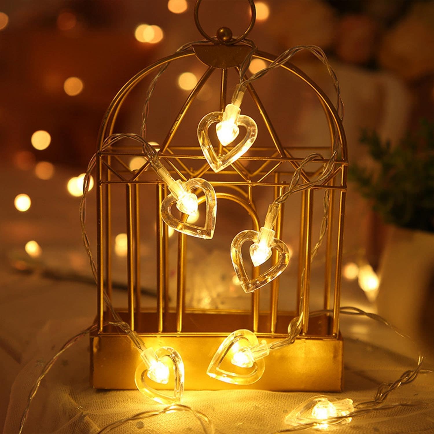 3M LED String Lights - 14 Hollow Heart Shaped Warm White Fairy Lights for Bedroom, Wedding & Home Decoration - Image 4