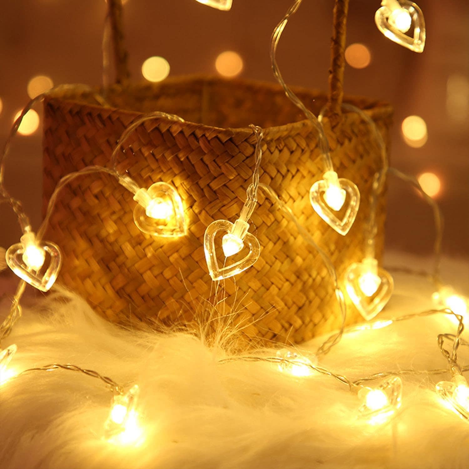 3M LED String Lights - 14 Hollow Heart Shaped Warm White Fairy Lights for Bedroom, Wedding & Home Decoration - Image 3