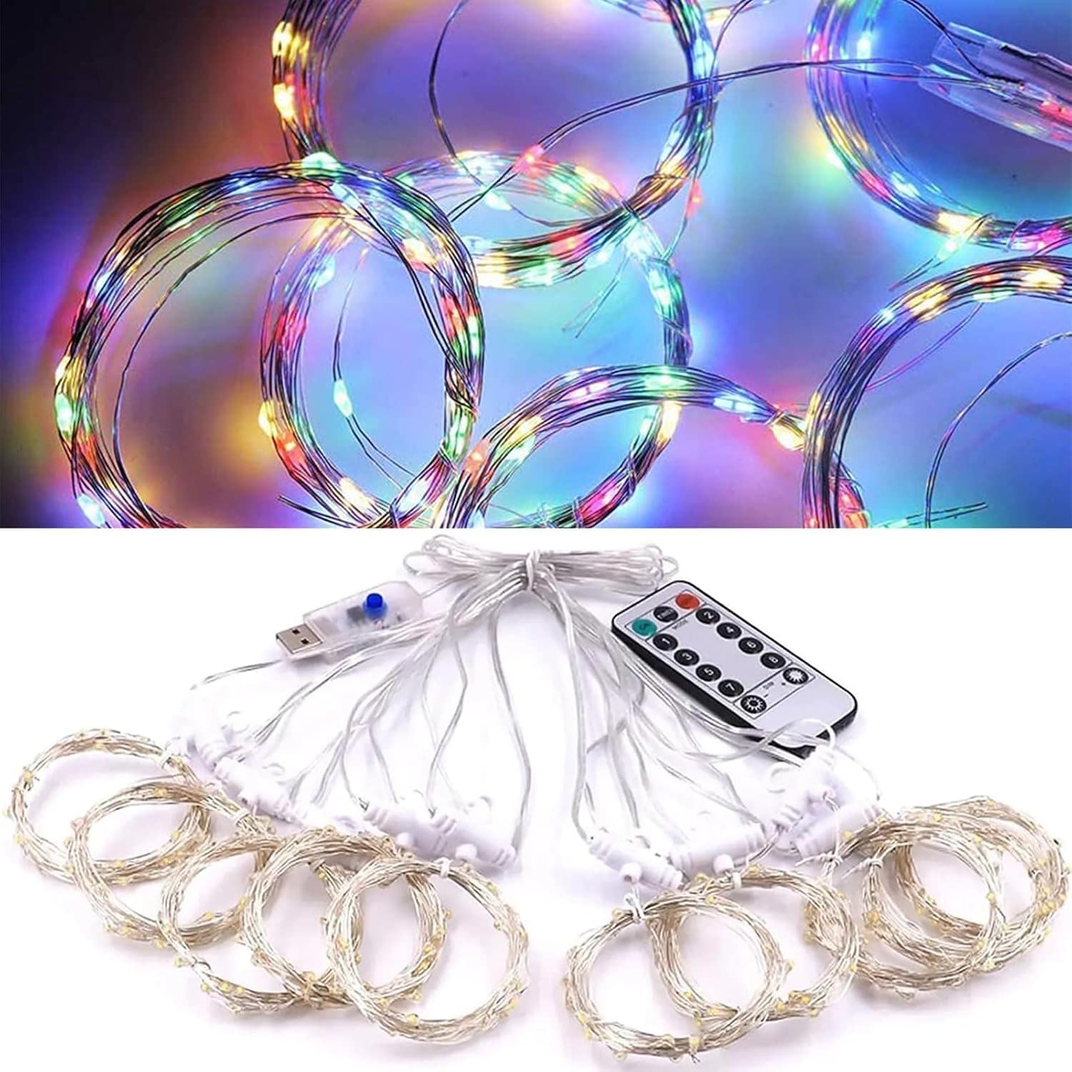 3x3 Meter 300 LED Curtain Lights USB Powered - Multicolor String Lights for Wedding, Party & Home Decoration with Remote Control - Image 6