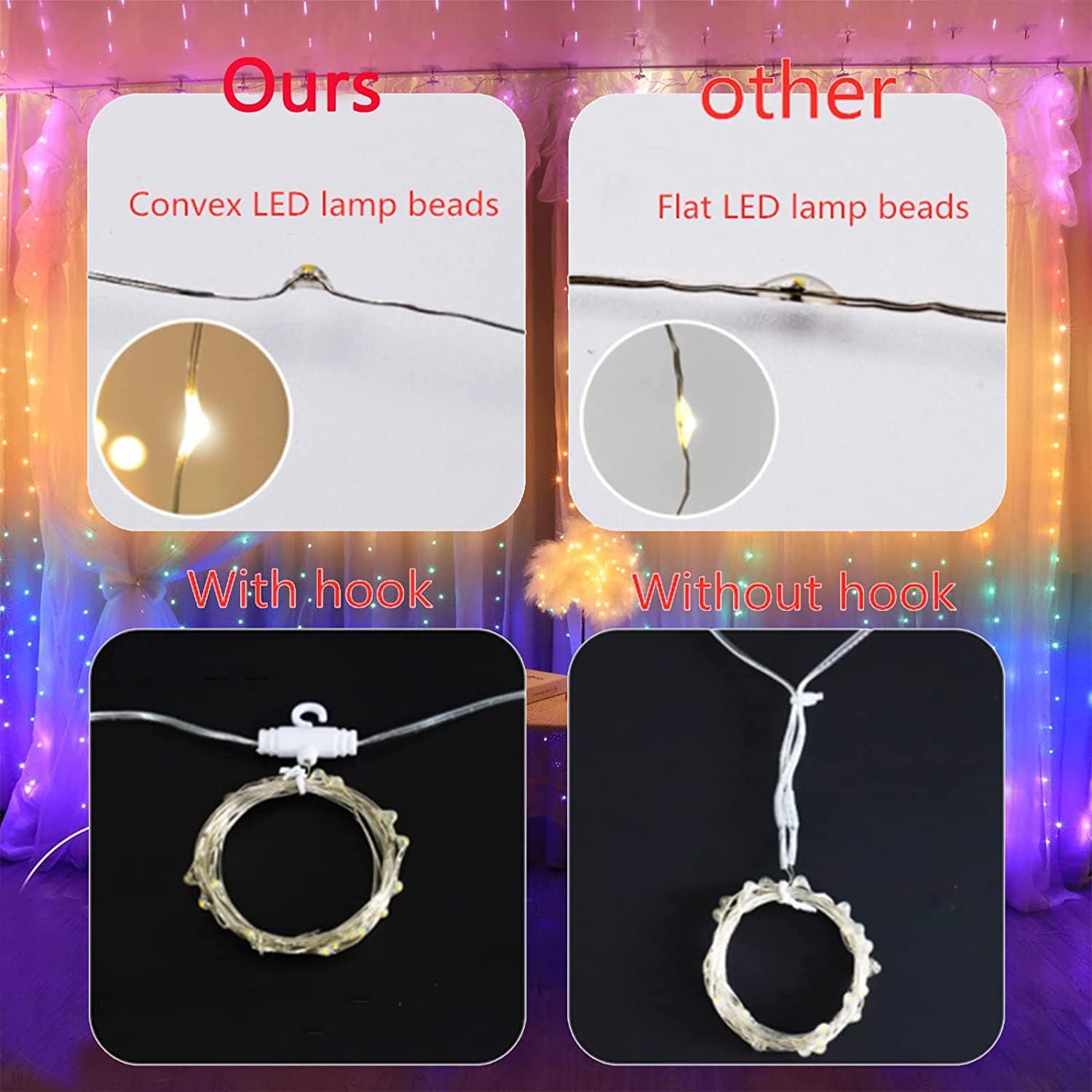 3x3 Meter 300 LED Curtain Lights USB Powered - Multicolor String Lights for Wedding, Party & Home Decoration with Remote Control - Image 5