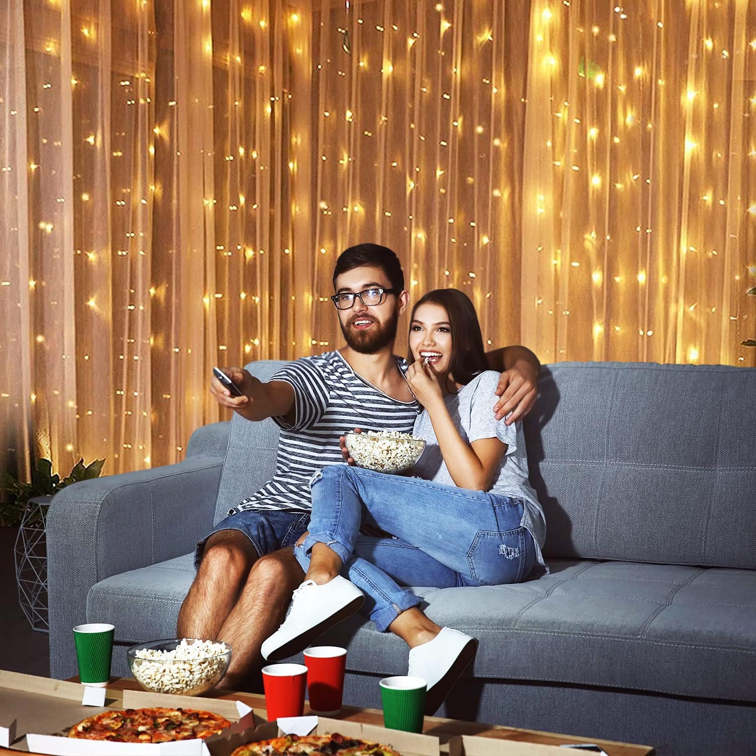 3x3 Meter 300 LED Curtain Lights Warm White - USB Powered String Lights for Wedding, Party, Home Decoration - Image 3