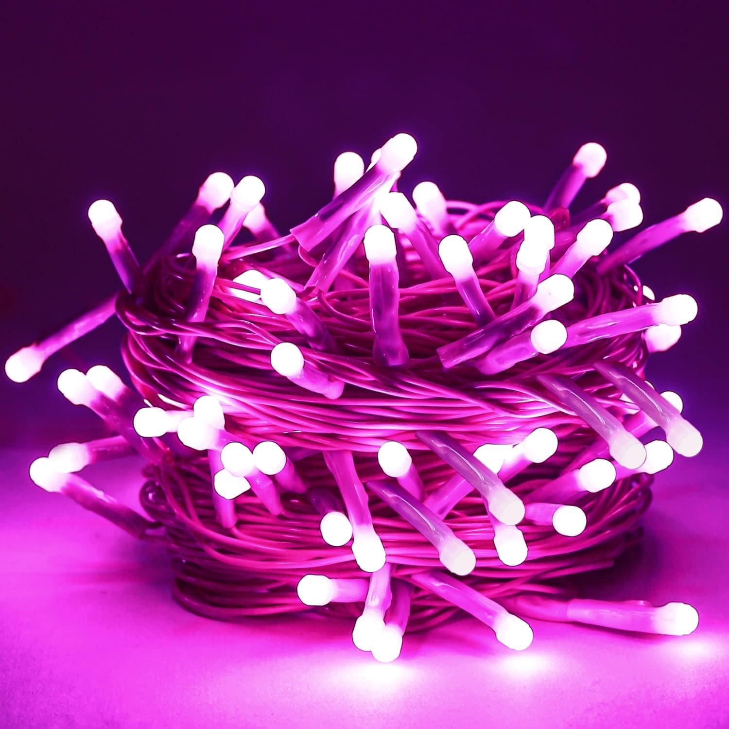 Pink Pixel Serial LED Light String - 12m 40 LED 5mm Decorative Lights for Diwali, Christmas, Wedding & Party Decoration