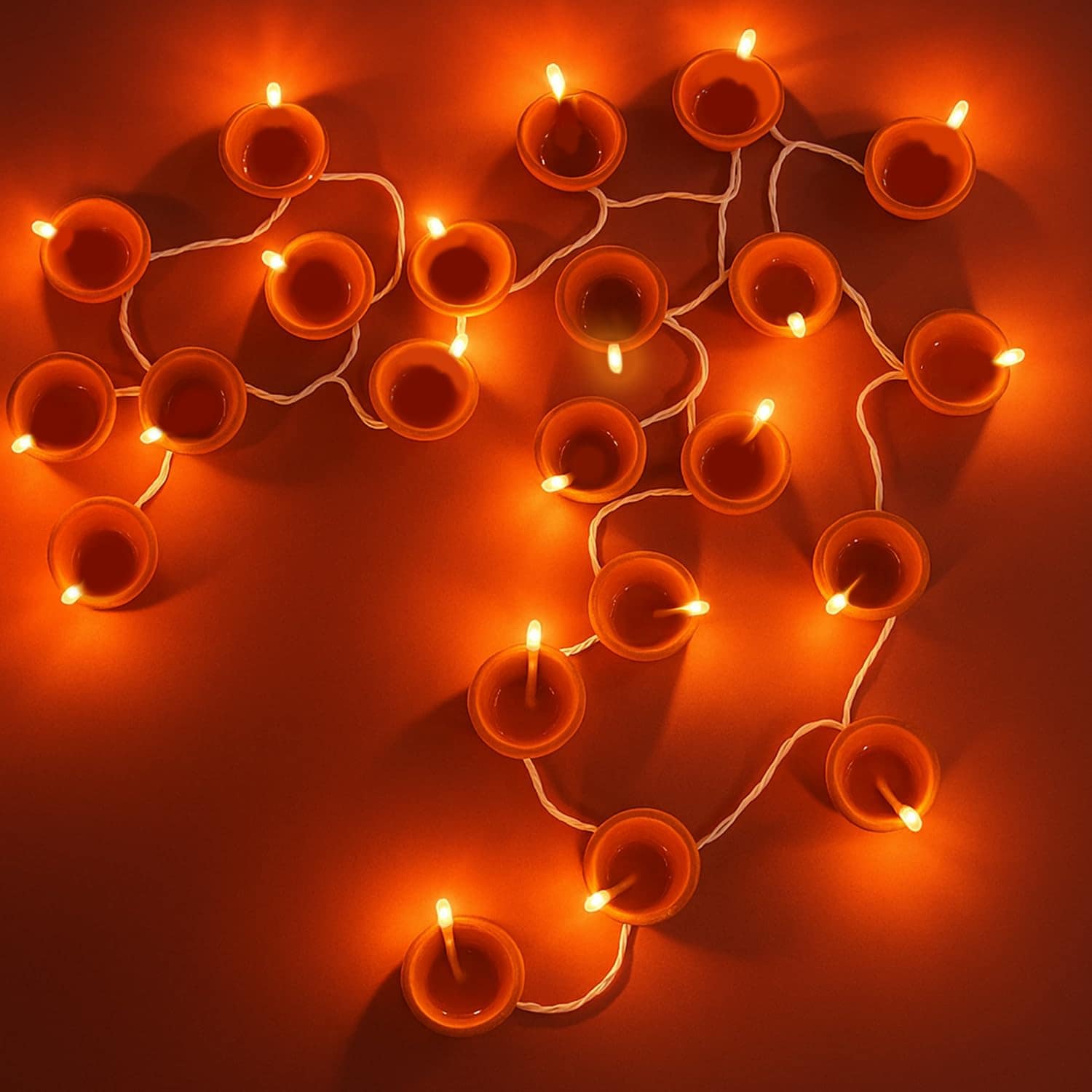 3M 14 LED Diya String Lights - Warm White Series Light for Diwali Decoration | Festival Decorative Lights - Image 7