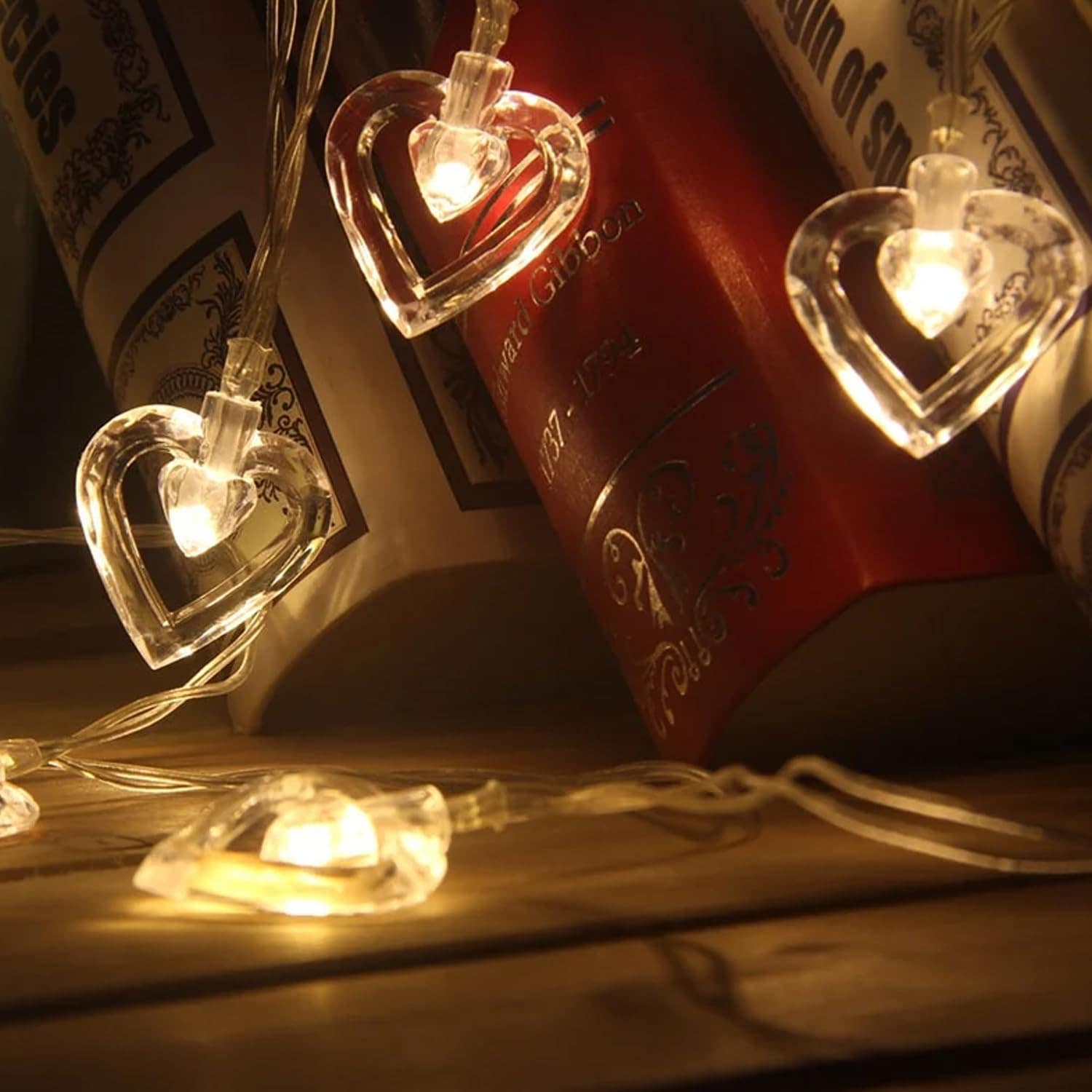 3M LED String Lights - 14 Hollow Heart Shaped Warm White Fairy Lights for Bedroom, Wedding & Home Decoration