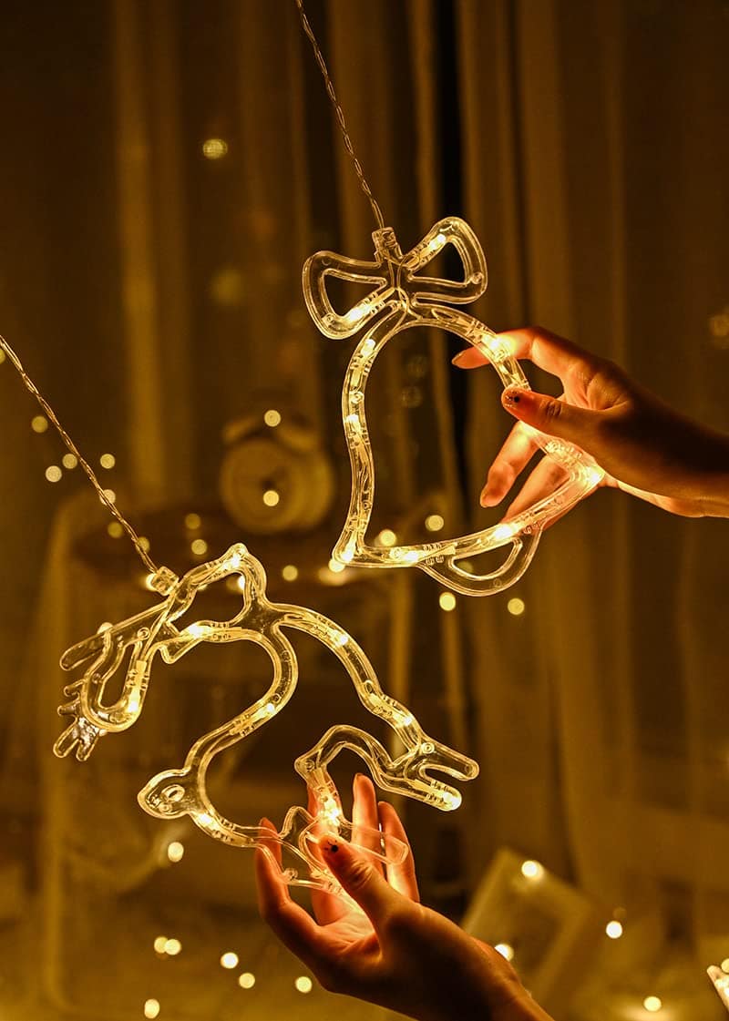 Deer Curtain LED Rice String Lights, 8 Flashing Modes, 5 Star, 2 Christmas Tree, 2 Bell and 2 Christmas Deer Light for Christmas Home Decorations, Festival Diwali - Image 9